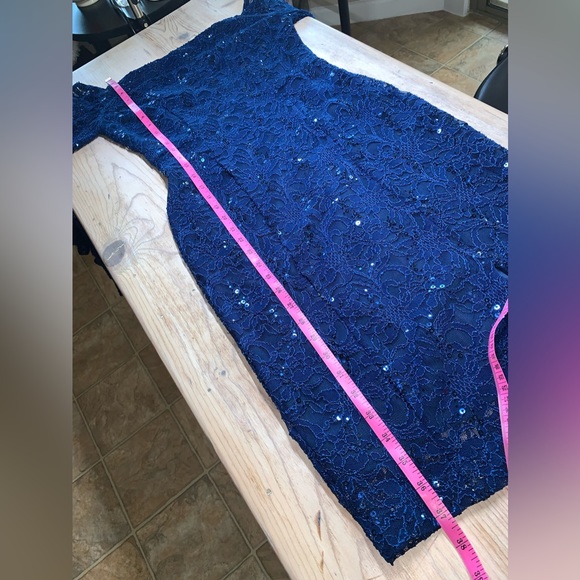 Off Shoulder Lace Sequined Sleeve Detail Dress - Picture 11 of 15